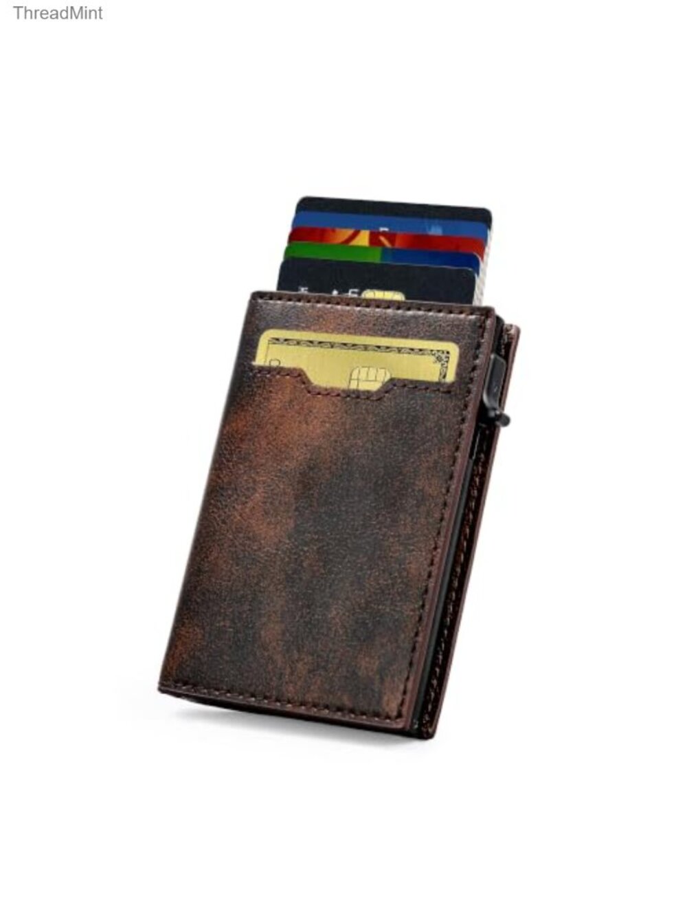 Pop Up Wallet for Men Slim Front Pocket Minimalist Card Holder Genuine Leather